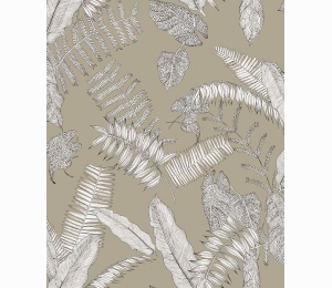 Обои с эскизами листьев Khroma Kent Canterbury Taupe KEN405