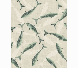 Обои с зелеными рыбами Khroma Helium Koi Greenery IUM004