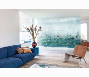 Панно с цаплями Khroma Helium Waterside Aqua DGIUM1012