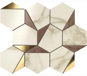Мозаика MARVEL GOLD HEX BROWN-CALACATTA, 25,1x29 +29556