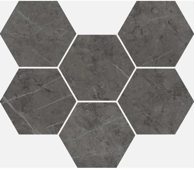 Мозаика напольная Italon Charme Evo Antracite Hexagon Pat Ret 25х29 620110000050