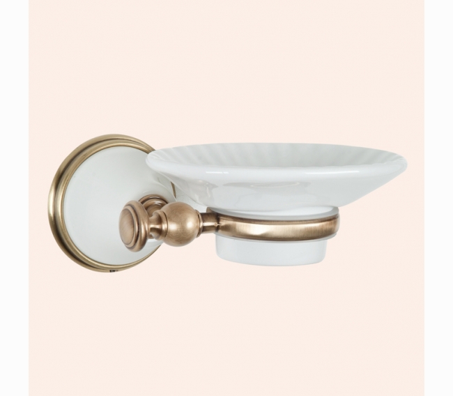 Подвесная мыльница, керамическая (белый), цвет держателя: белый/бронза TW Harmony 106 TWHA106bi/br