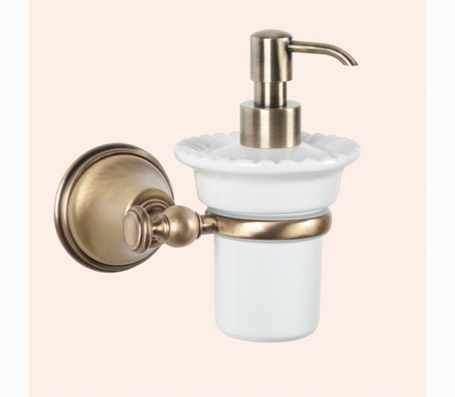 Подвесной дозатор для ж/мыла, керамический (белый), цвет держателя: бронза TW Harmony 108 TWHA108br