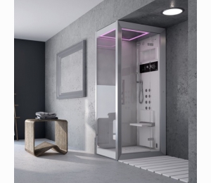 Душевая кабина 120x80xh224 см, угловая, DX, термостат, цвет: чёрный/хром Jacuzzi Frame 120 TT 9448-25419 Dx