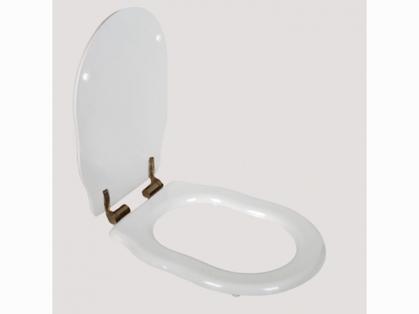 Сиденье для напольного унитаза, цвет белое/бронза, (микролифт) TW Bristol TWBR73bi/br