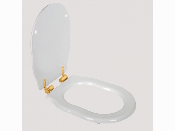 Сиденье для напольного унитаза, цвет белое/золото, (микролифт) TW Bristol TWBR72bi/oro