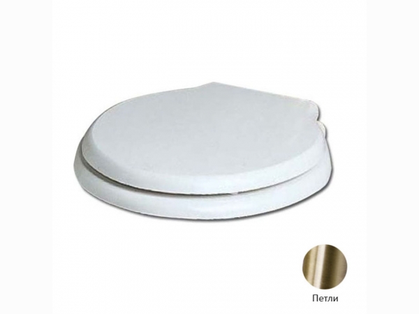Сиденье для унитаза белое, шарниры бронза (микролифт) AZZURRA Giunone-Jubilaeum 1800/F bi/br 