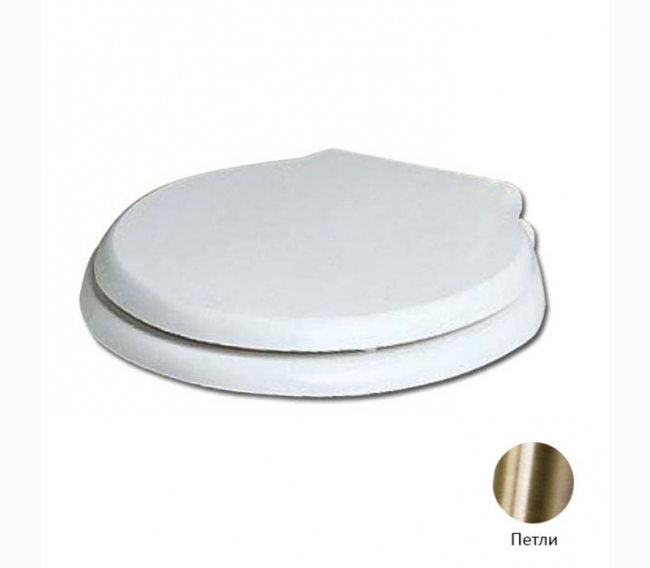 Сиденье для унитаза белое, шарниры бронза (микролифт) AZZURRA Giunone-Jubilaeum 1800/F bi/br 