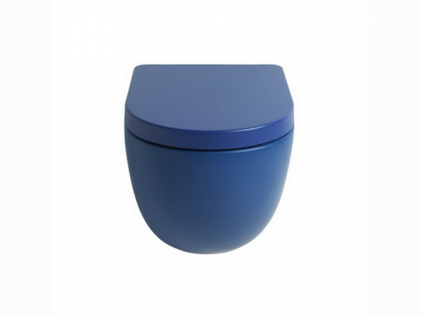 Унитаз подвесной безободковый 36х52 см, с креплениями, цвет blu zaffiro Artceram FILE 2.0 FLV004 16 00 blu zaffiro Сиденье на выбор