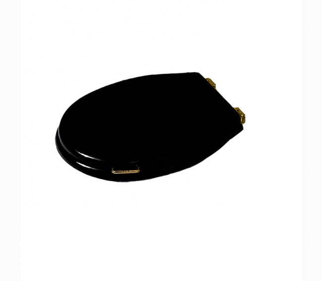 Сиденье для унитаза, с ручкой, цвет черный/золото (микролифт) SIMAS Lante LA007nero/oro