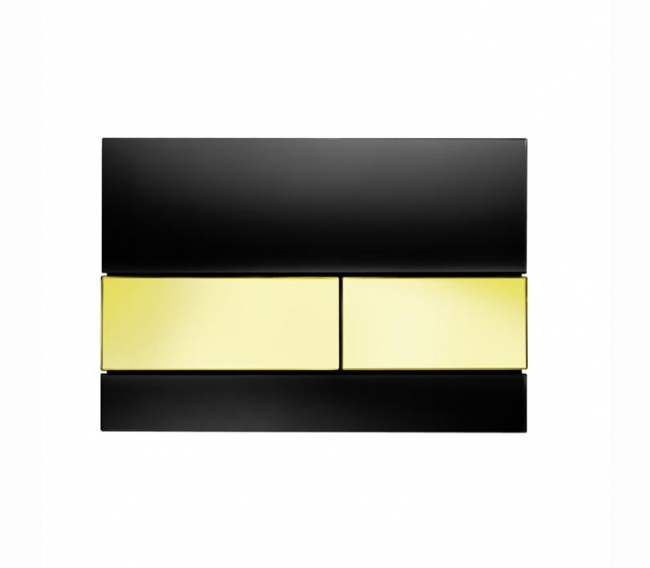 Панель смыва с двумя клавишами стеклянная, цвет: стекло черное, клавиши позолоченные TECEsquare 9240808