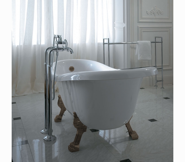 Ванна отдельностоящая 170х80см, с ножками, ванна: белая, ножки: бронза GLOBO Paestum PA103bi/br