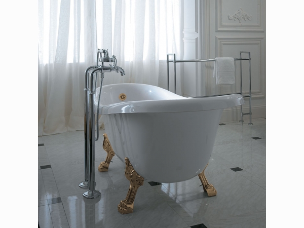Ванна отдельностоящая 170х80см, с ножками, ванна: белая, ножки: золото GLOBO Paestum PA102bi/oro