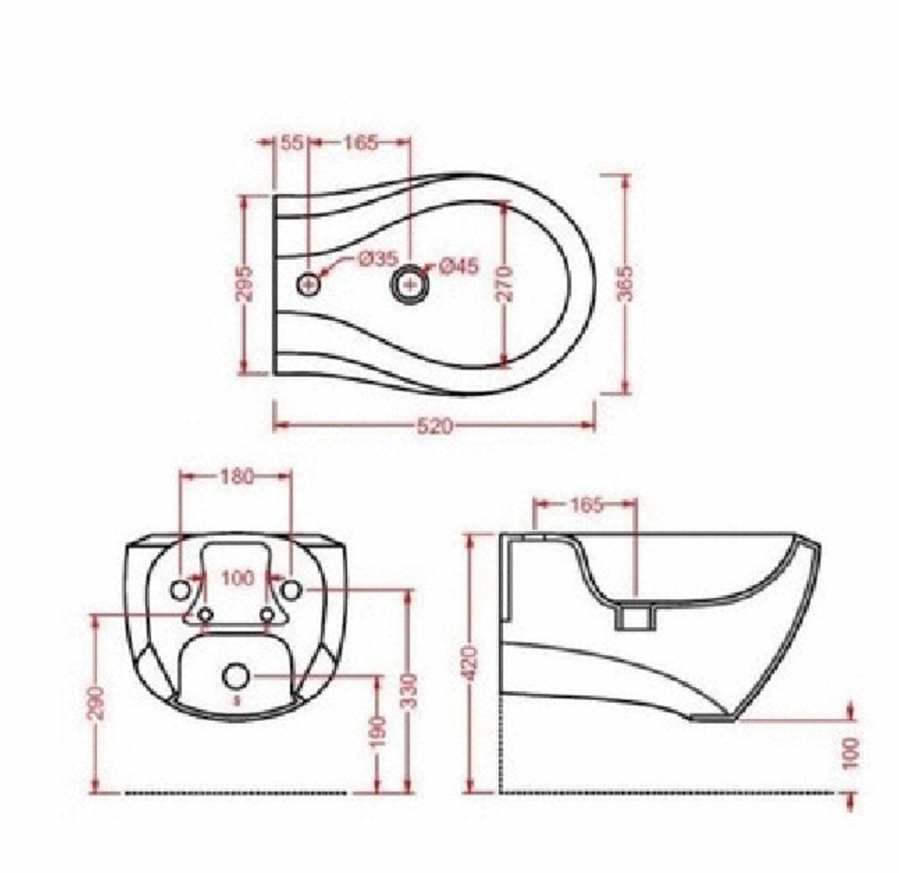 Биде подвесное c 1отв 52x36см c креплением, цвет белый Artceram Blend BLB001 01 00/ L3120 bi*1