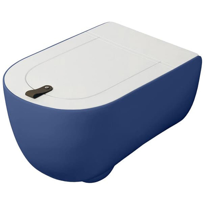 Унитаз подвесной безободковый , 52х35, с креплениями, цвет blu zaffiro Artceram THE ONE THV001 16 00 blu zaffiro