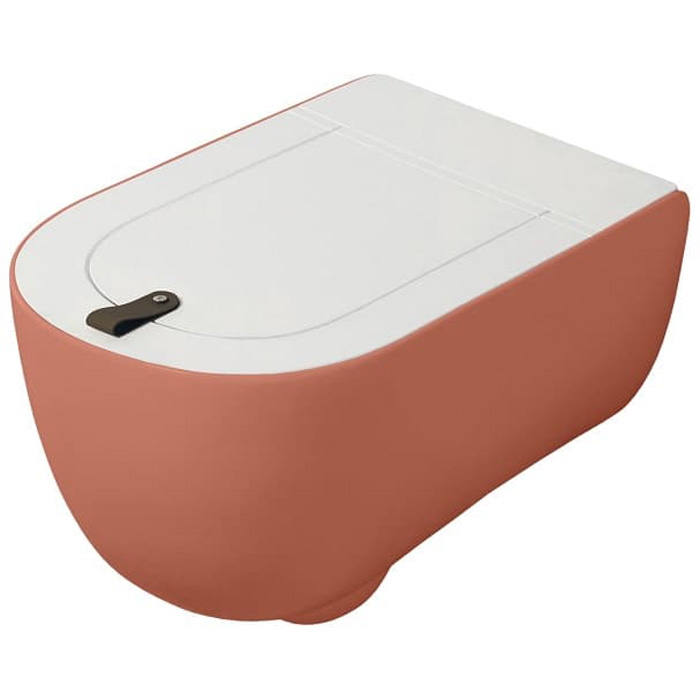 Унитаз подвесной безободковый , 52х35, с креплениями, цвет rosso corallo Artceram THE ONE THV001 14 00 rosso corallo