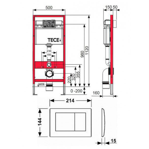 Комплект для установки подвесного унитаза K 400 400 TECE K400400
