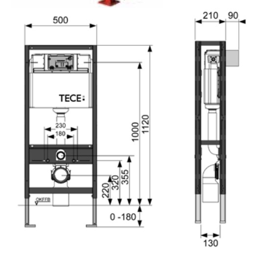 Модуль для установки унитаза, двойная рама, высота h1120мм TECEbase 9300093