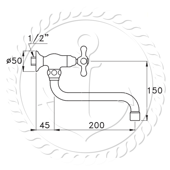 Настенный вентиль 3194/200, излив 200мм, цвет: хром Stella Roma RM 04004 CR00
