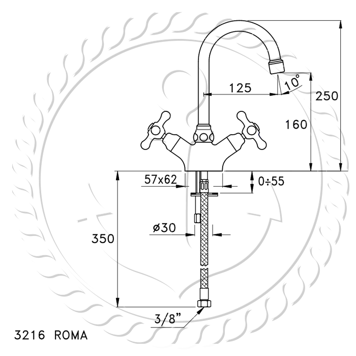 Смеситель для раковины на 1 отверстие 3216, цвет: хром Stella Roma RM 00003 CR00